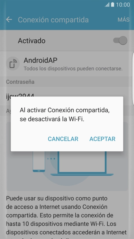 Si la función de wifi está activada, pulsa ACEPTAR.