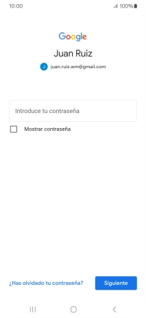 Pulsa Introduce tu contraseña e introduce la contraseña de tu cuenta de Google.