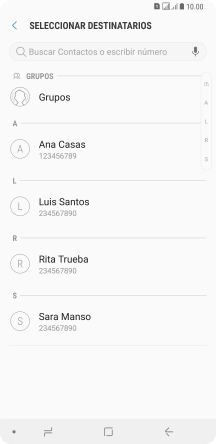 Pulsa en el campo de búsqueda e introduce las primeras letras del nombre del destinatario deseado.