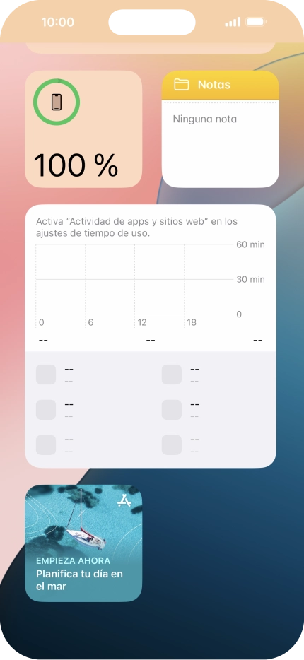 Pulsa el widget deseado hasta que aparezca un menú emergente en la pantalla.