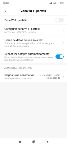 Pulsa Configurar zona Wi-Fi portátil.