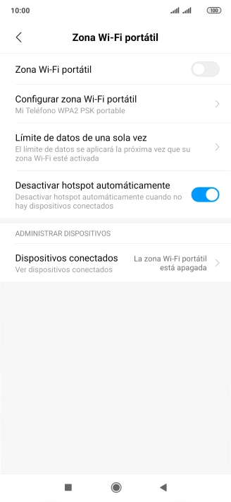 Pulsa Configurar zona Wi-Fi portátil.
