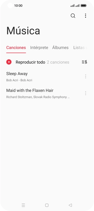 Pulsa una categoría y desplázate al archivo de música deseado.