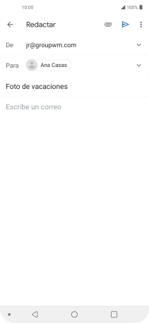 Pulsa en el campo de escritura  y escribe el texto del correo electrónico.