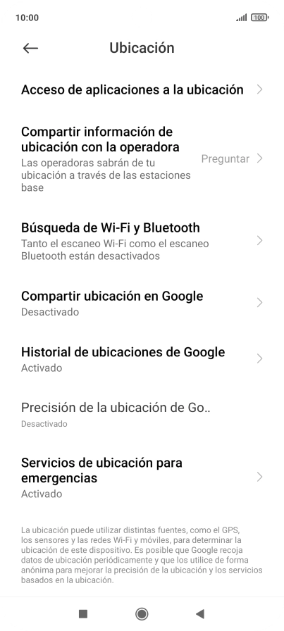 Pulsa Precisión de la ubicación de Go...