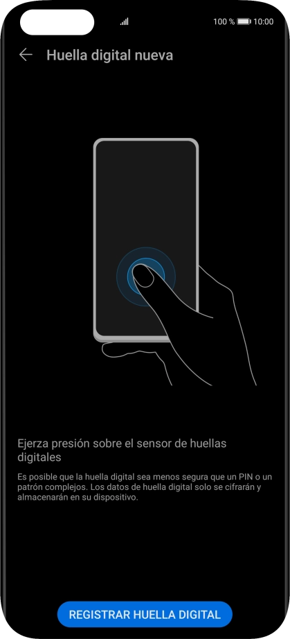 Pulsa REGISTRAR HUELLA DIGITAL.