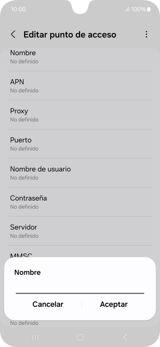 Introduce Vodafone Internet y pulsa Aceptar.