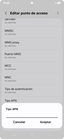 Introduce default y pulsa Aceptar.