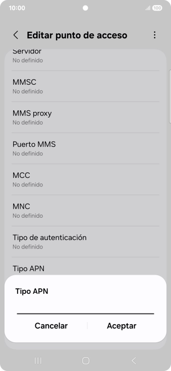 Introduce default y pulsa Aceptar.