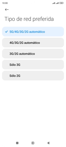 Pulsa el tipo de red deseado.