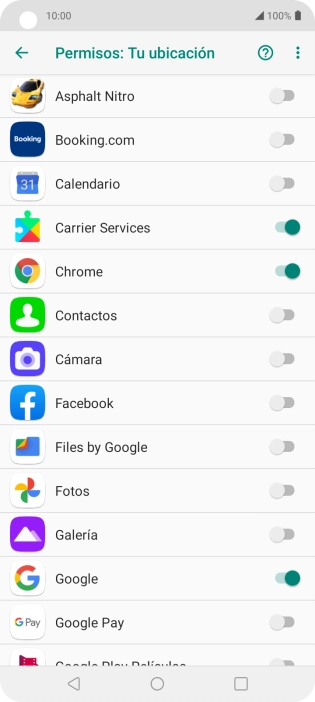 Pulsa el indicador junto a la app deseada para activar o desactivar la función.