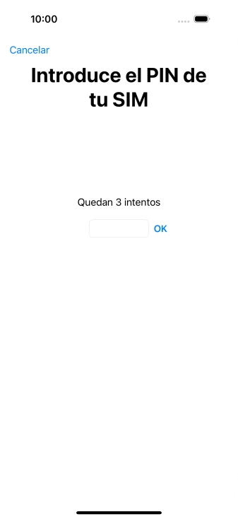 Si es necesario desbloquear la tarjeta SIM, introduce el código PIN y pulsa OK.