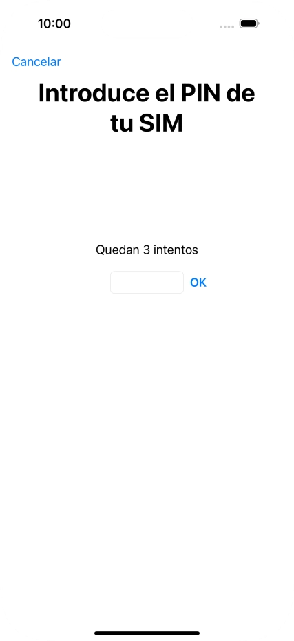 Si es necesario desbloquear la tarjeta SIM, introduce el código PIN y pulsa OK.