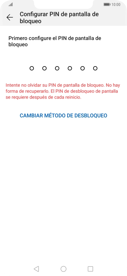 Pulsa CAMBIAR MÉTODO DE DESBLOQUEO.