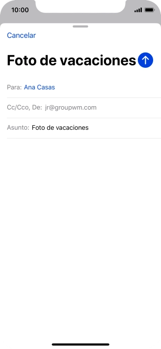 Pulsa en el campo de escritura  y escribe el texto del correo electrónico.