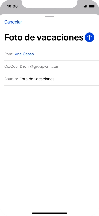 Pulsa en el campo de escritura  y escribe el texto del correo electrónico.