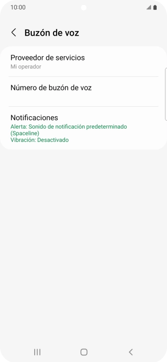 Pulsa Número de buzón de voz.