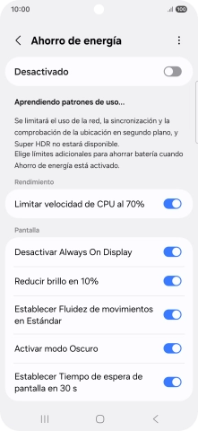 Pulsa el indicador junto a los ajustes deseados para activarlos o desactivarlos.