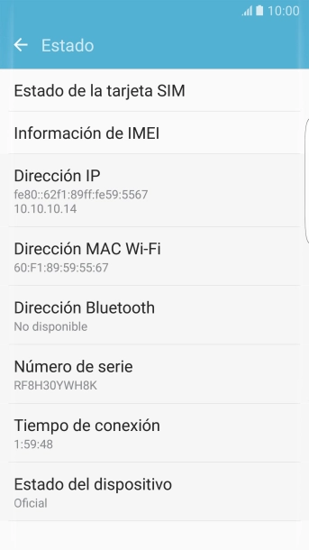 Pulsa Información de IMEI.