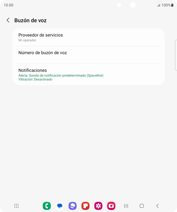 Pulsa Número de buzón de voz.