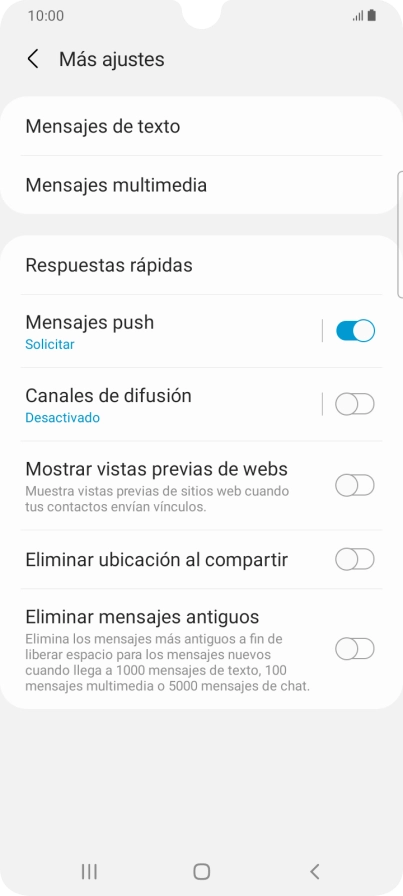 Pulsa Mensajes de texto.