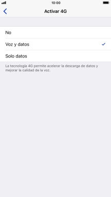 Si deseas desactivar el uso de 4G, pulsa No.
