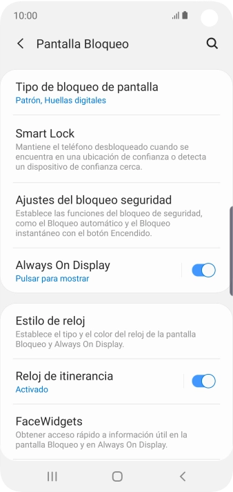 Pulsa Tipo de bloqueo de pantalla e introduce el código de seguridad actual.