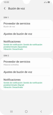 Pulsa Ajustes de buzón de voz bajo la tarjeta SIM deseada.