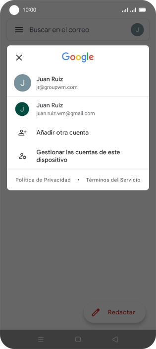 Pulsa la cuenta de correo electrónico deseada.