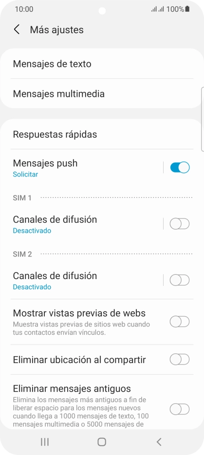 Pulsa Mensajes de texto.