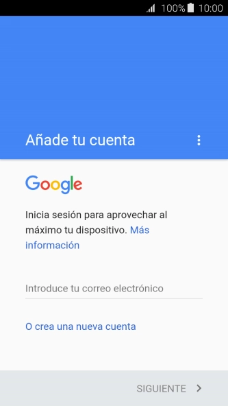 Si no tienes una cuenta de Google, pulsa O crea una nueva cuenta y sigue las indicaciones de la pantalla para ver cómo crear una cuenta nueva.
