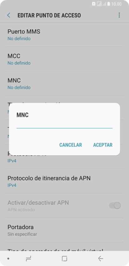 Introduce 01 y pulsa ACEPTAR.
