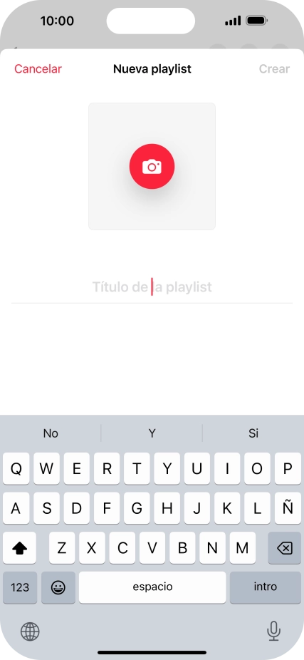 Pulsa en el campo de escritura e introduce el nombre de la lista de reproducción.