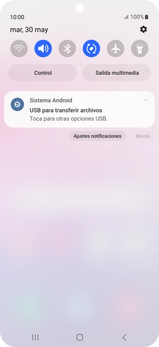 Pulsa Toca para otras opciones USB..
