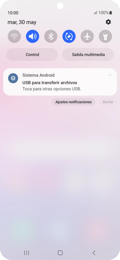 Pulsa Toca para otras opciones USB..