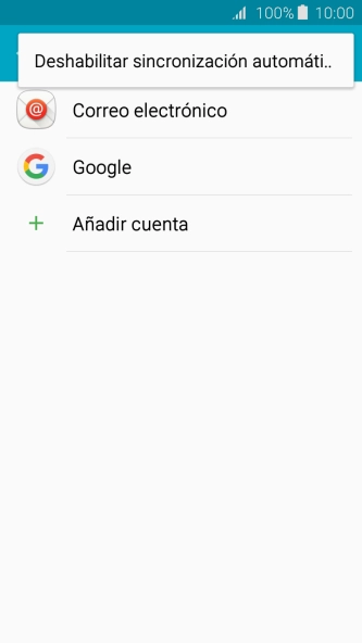 Pulsa Deshabilitar sincronización automáti.. para desactivar la función.