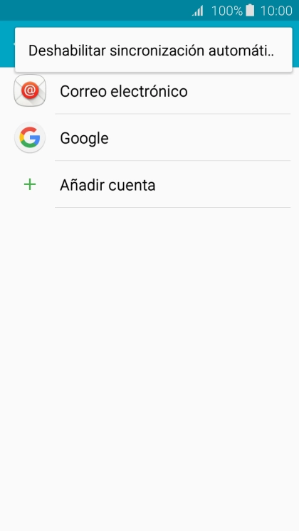 Pulsa Deshabilitar sincronización automáti.. para desactivar la función.