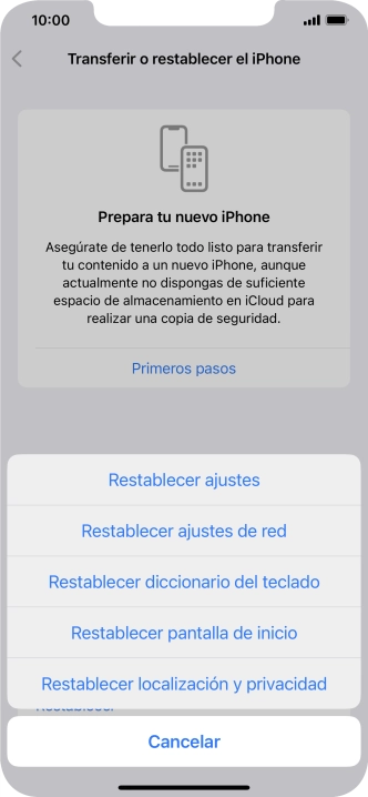 Pulsa Restablecer ajustes.