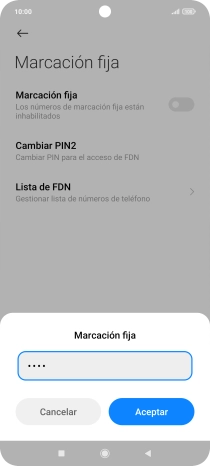 Introduce el código PIN2 y pulsa Aceptar.