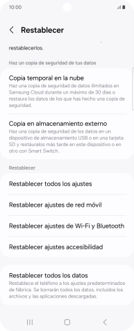Pulsa Restablecer ajustes de red móvil.