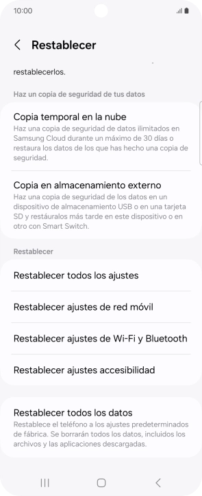 Pulsa Restablecer ajustes de red móvil.