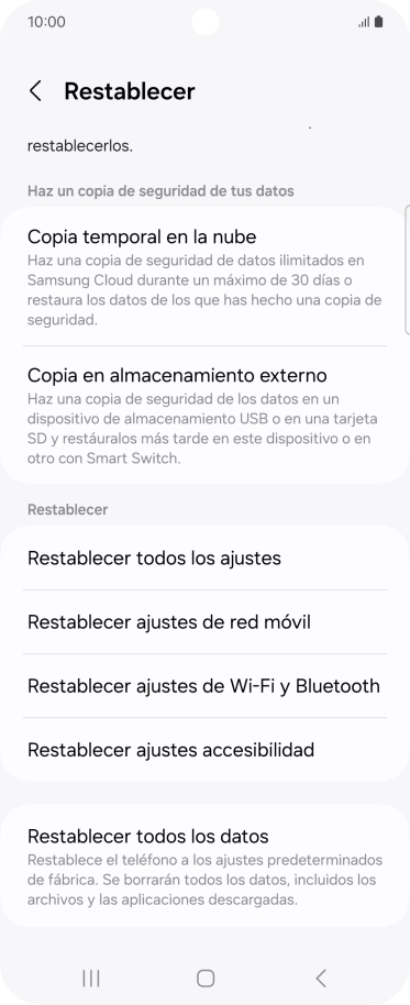 Pulsa Restablecer ajustes de red móvil.