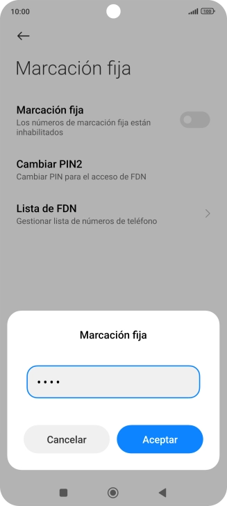 Introduce el código PIN2 y pulsa Aceptar.