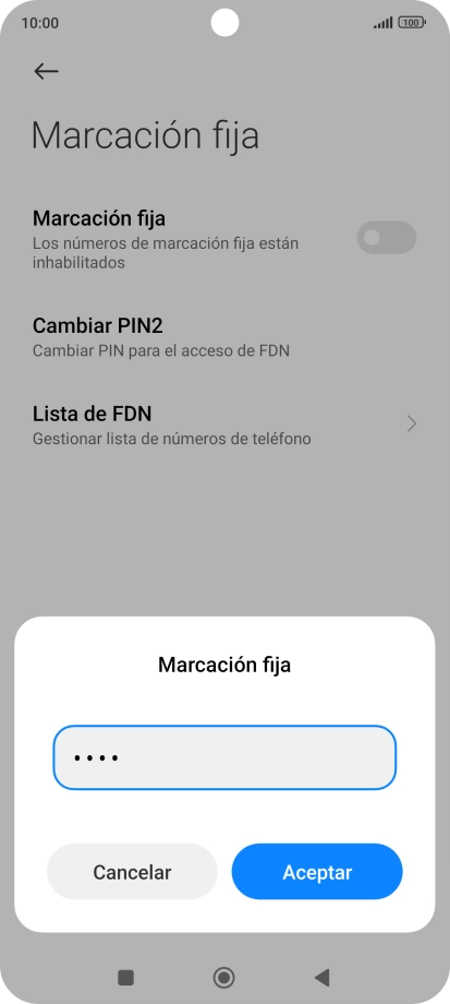 Introduce el código PIN2 y pulsa Aceptar.