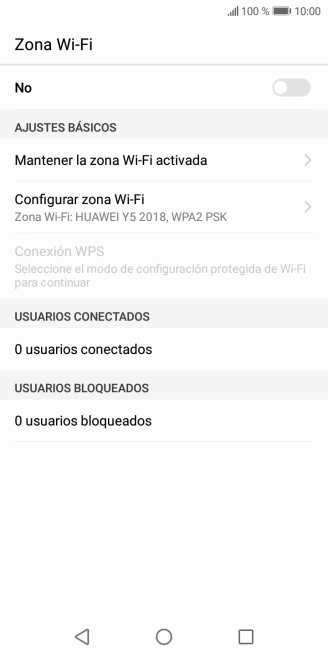 Pulsa Configurar zona Wi-Fi.