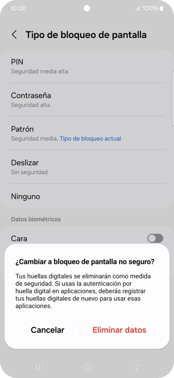 Pulsa Eliminar datos.