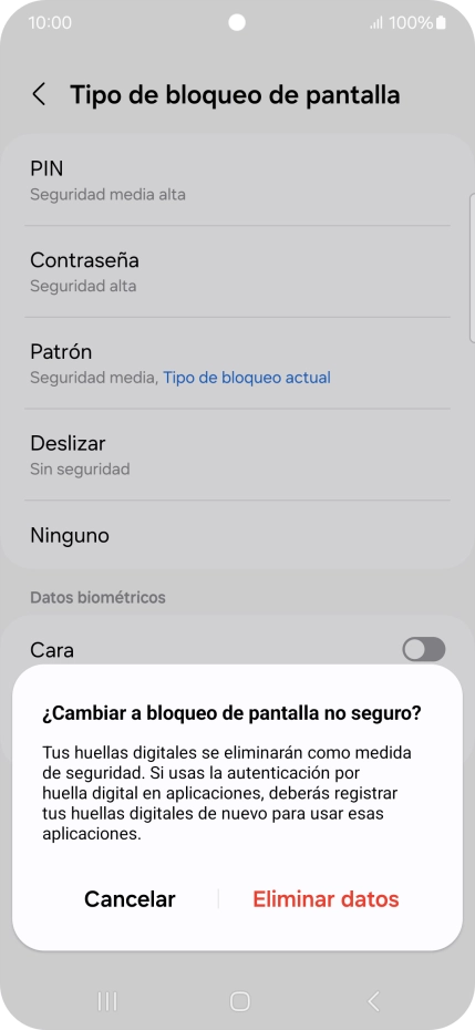 Pulsa Eliminar datos.
