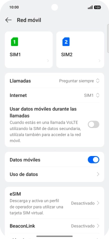 Pulsa la SIM de la línea móvil deseada.