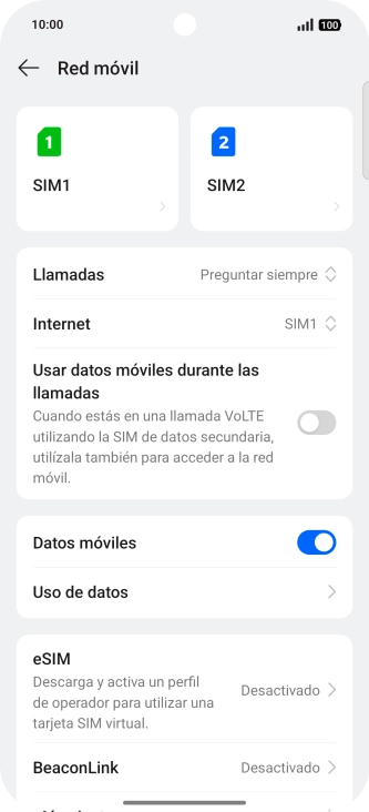 Pulsa la SIM de la línea móvil deseada.