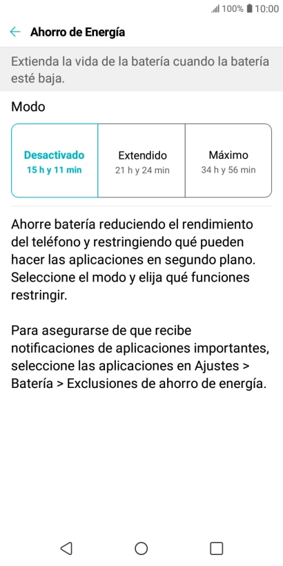 Pulsa el ajuste deseado.